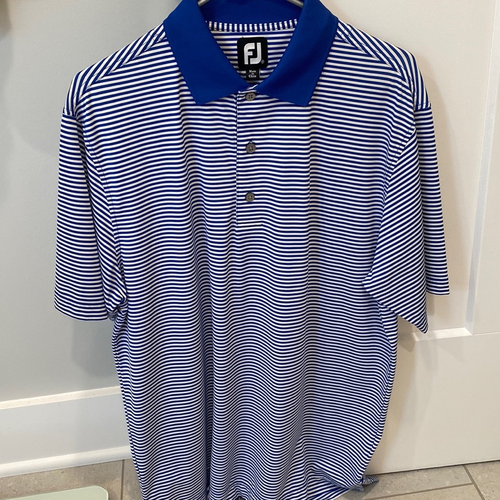 Mens Footjoy blue stripe polo size M